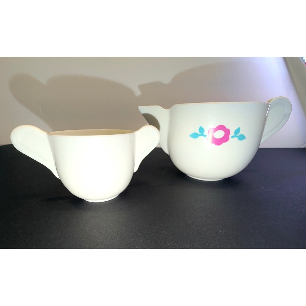 Vintage Playskool Flower Plastic Toy Tea Set Creamer Pitcher and tea cup